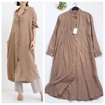 [ 새상품24SS ] 라빠르망 Silk Shirt Dress 롱 베이지