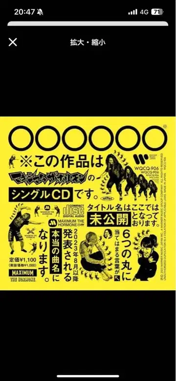 맥시멈 더 호르몬 미공개 싱글 CD