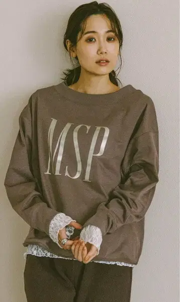 글로벌 워크 건조하기 쉬운 미니 쭈리 프린트 풀오버 아쉬 브라운 M