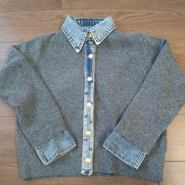 울 데님 가디건 긴팔 그레이