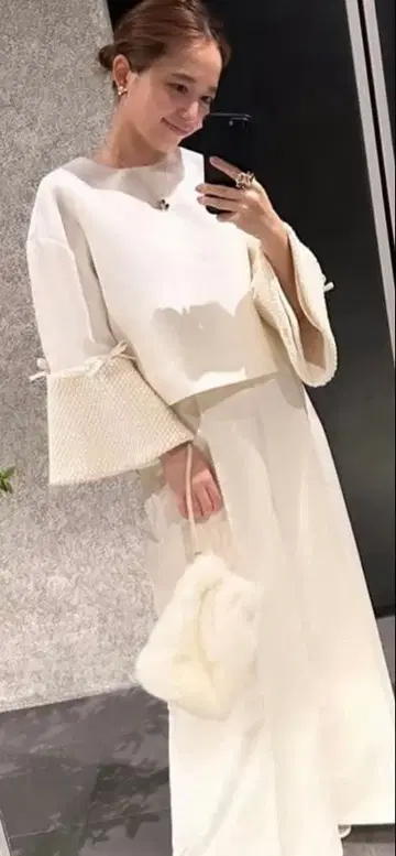 요리 시로 네이비 스노우맨 블라우스 플레어 슬리브 38