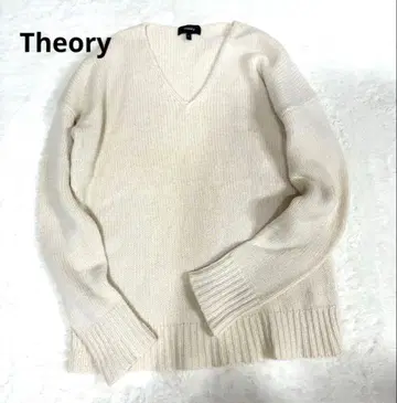 Theory 캐시미어 100% V넥 니트 아이보리 S 사이즈