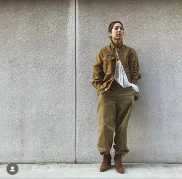 nowos 카키 서스펜더 카고 팬츠