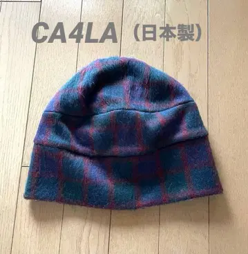 CA4LA 비니 파랑/그린/빨간색 체크 무늬 (일본제)