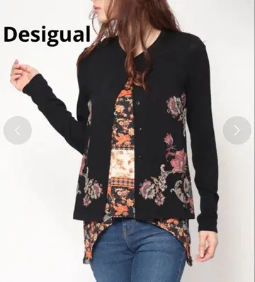Desigual 꽃무늬 블랙 가디건 세트 상의