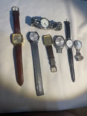 실버 케이스 쿼츠 시계 세트