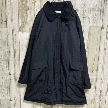 Perimurmur 피어리마마 코트 보아 꽃 모티브 블랙 일본제