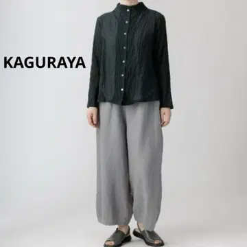 KAGURAYA 셔링 블라우스 블랙
