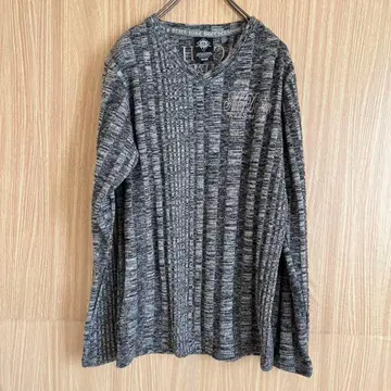 MCD 롱티 니트 자수 오빠 헤이세이 y2k 그레이 S