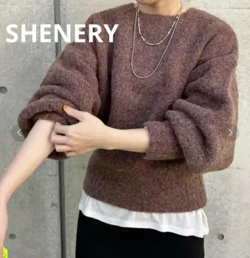 새상품급 SHENERY 시너리 울 혼방 소매 볼륨 니트 풀오버 F