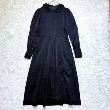 노브랜드 원피스 9AR 플리츠 가공 긴팔 둥근 카라 롱 기장 상복