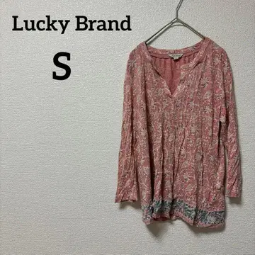 1점 Lucky Brand [S] 꽃무늬 V넥 긴팔 셔츠 핑크