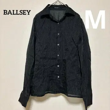 [볼지] BALLSEY 스트라이프 실크 혼방 긴팔 셔츠 블랙 M 상당