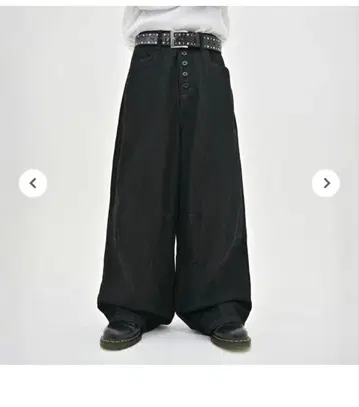 지저인 올 블랙 버튼 플라이 데님