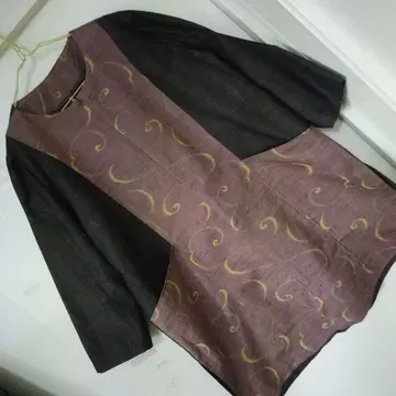 츠무기 2종 브라운 연보라 프론트 오픈 루즈핏 튜닉