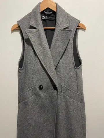ZARA 그레이 더블 브레스트 베스트 XS