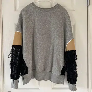 지나시스 레이스 포함 그레이 맨투맨 상의