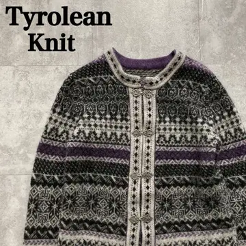 빈티지 티롤리안 니트 가디건 메탈 버튼 노르딕