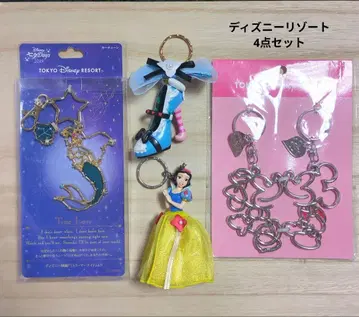 디즈니 리조트 키링 4개 세트 앨리스 백설공주 아리엘