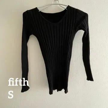 fifth 블랙 리브 긴팔 V넥 스웨터 S