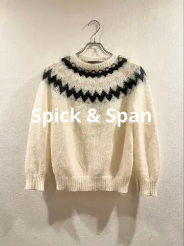 새상품급 아이보리 노르딕 무늬 모헤어 스웨터