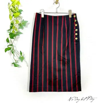 르 메란지 스트라이프 타이트 스커트 네이비, 빨간색, 그린