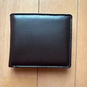 미사용 남성용 이단 접이식 소가죽 지갑 소가죽 레더 다크 브라운