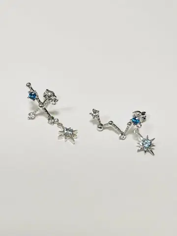 스타 주얼리 콘스텔레이션 귀걸이 K10 화이트 골드