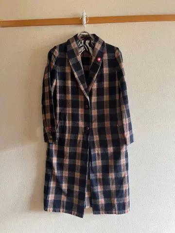 [더블 스탠다드] 체크 무늬 롱 코트