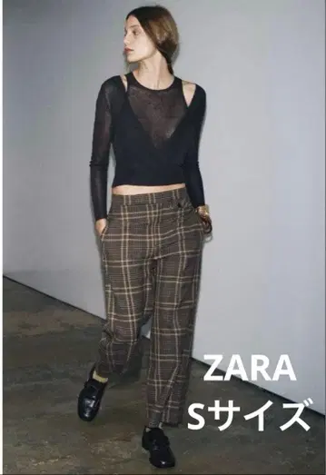 ZARA ZW 컬렉션 체크 무늬 앵클 팬츠
