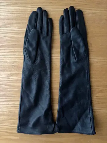 [ 미사용 ] 가죽 롱 장갑 가죽제품 장갑 블랙 블랙
