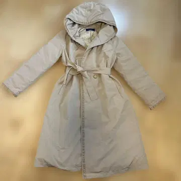 M'S GRACY 후드 부착 다운 롱 코트 40 L 베이지 A라인