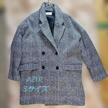 아즐 하프 코트 S 사이즈 두꺼운 원단 방한 체크 무늬 폴리에스테르