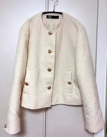 ZARA 트위드 자켓 화이트 XL