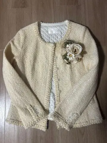 INGEBORG 노카라 자켓 M 크림색