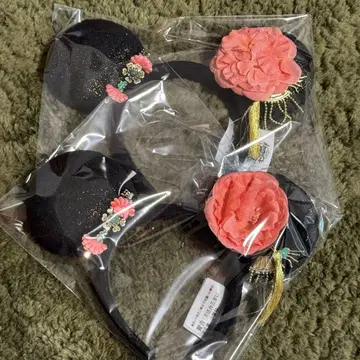 상하이 디즈니 리조트 한정판 미니 머리띠 와장식 꽃 디자인