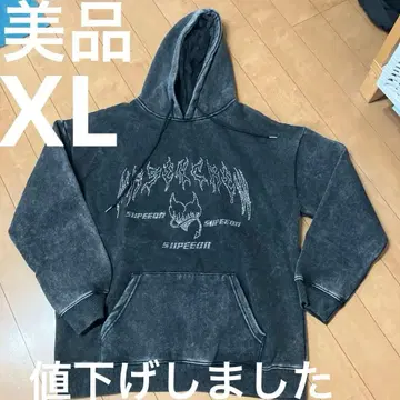 다크 그레이 프론트 로고 후드티 속기모