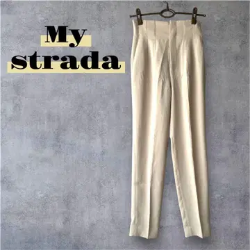 Mystrada 하이웨스트 팬츠 리본 벨트 포함 36 라이트 베이지