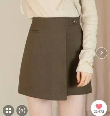 hinari 랩 디자인 미니 치마바지 브라운