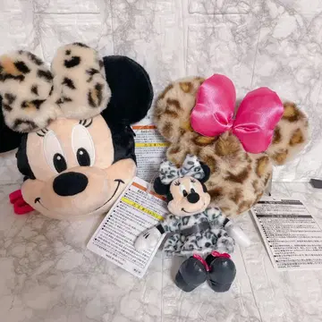 [ 3세트 ] 미니 레오파드 무늬 숄더 백 파우치 봉제 인형