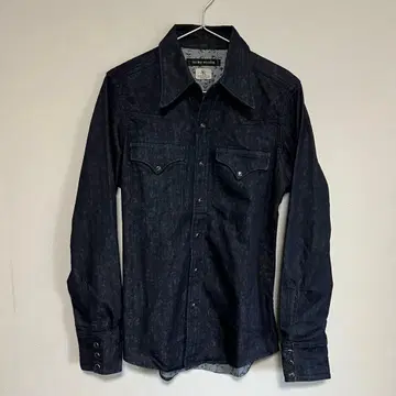 SURF RIDER 데님 웨스턴 셔츠 M 페이즐리 무늬 다크 네이비