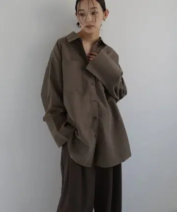 [ 택 포함 새상품 ] hellam 피치 스킨 오버 셔츠 브라운