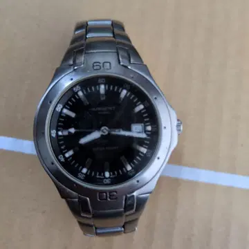 컨디션 최상. 작동품. ARGENT 블랙 스테인리스 쿼츠 손목시계