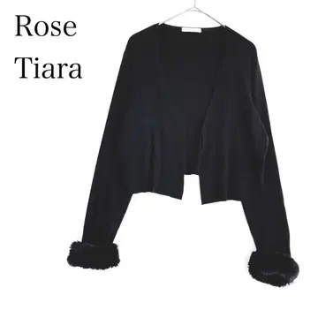 로즈 티아라 새상품급 가디건 2way 에코 퍼 포함 긴팔 블랙
