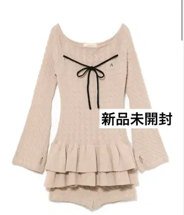 andmary Milky frill mini dress beige