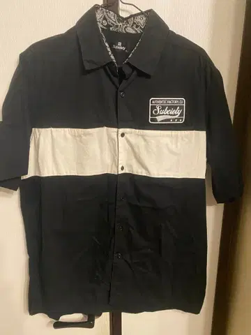 Subciety 페이즐리 워크 셔츠 블랙/화이트 XL 서브서에티