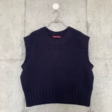 코토니에 프리미엄 라무 크롭 베스트 네이비 XL 단종품