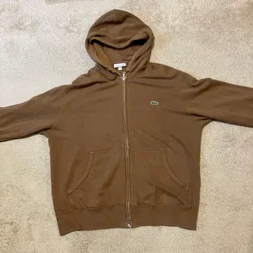 LACOSTE 브라운 풀 집업 후드티 US L