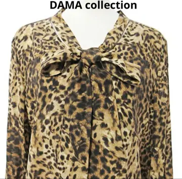 다마 컬렉션 레오파드 무늬 표범 무늬 실크 블라우스 풀오버