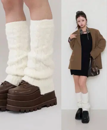 Darich 루즈 리브 니트 레그 워머